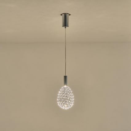 LED Luster na sajli LED/6,3W/230V 3000K sjajni krom pr. 14 cm