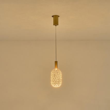 LED Luster na sajli LED/6,3W/230V 3000K zlatna pr. 20 cm