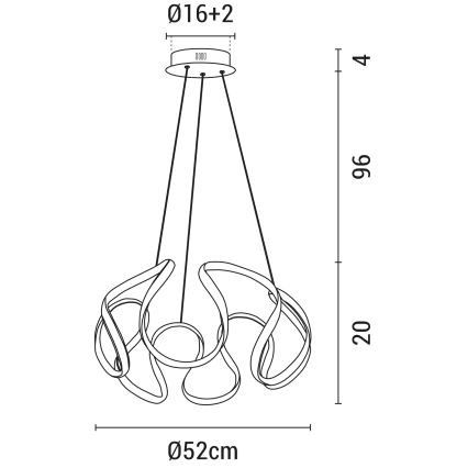 LED Luster na sajli LED/60W/230V 3000K bijela