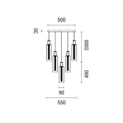LED Luster na sajli LED/60W/230V 3000K