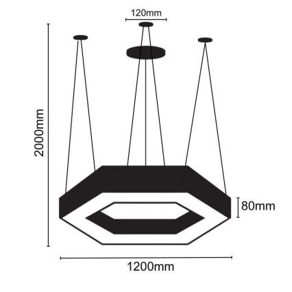 LED Luster na sajli LED/60W/230V 4000K pr. 120 cm