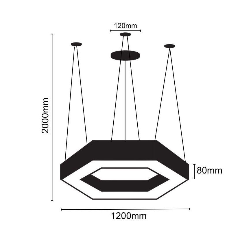 LED Luster na sajli LED/60W/230V 4000K pr. 120 cm