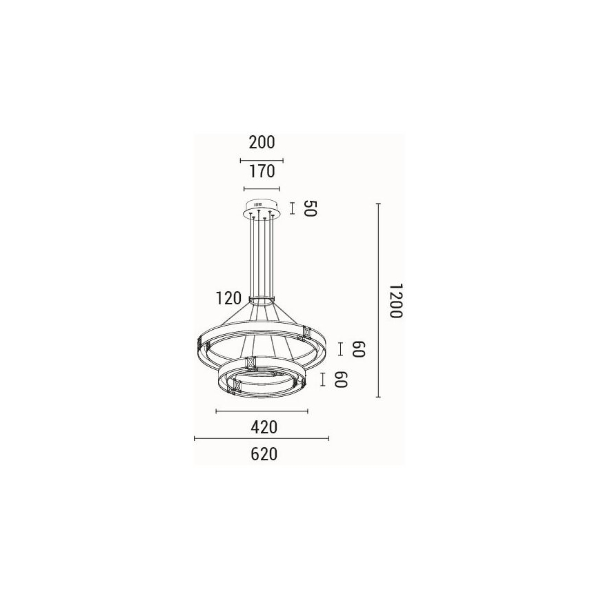 LED Luster na sajli LED/62W/230V 3000K 62x120 cm