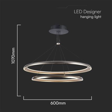 LED Luster na sajli LED/65W/230V 3000K