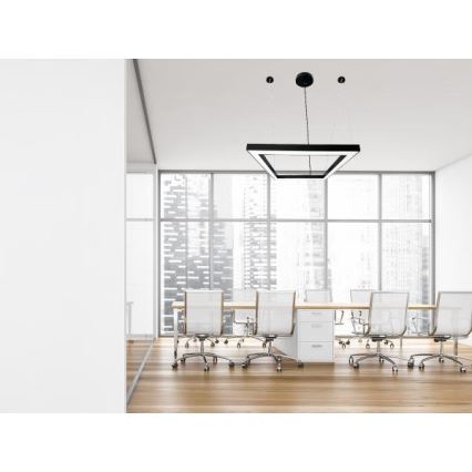 LED Luster na sajli LED/70W/230V 4000K 100x100 cm crna