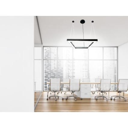 LED Luster na sajli LED/70W/230V 4000K 100x100 cm crna