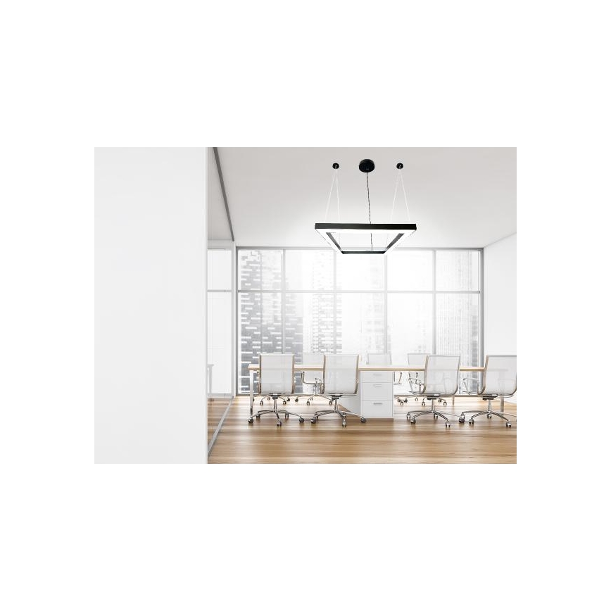 LED Luster na sajli LED/70W/230V 4000K 100x100 cm crna