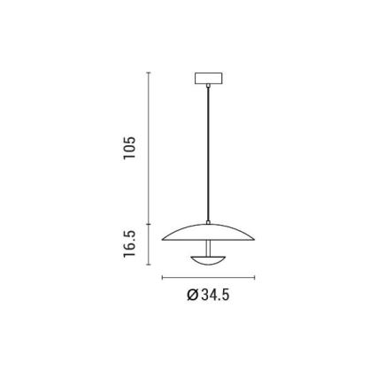 LED Luster na sajli LED/7W/230V 3000K pr. 34,5 cm