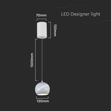 LED Luster na sajli LED/8,5W/230V 3000K bijela