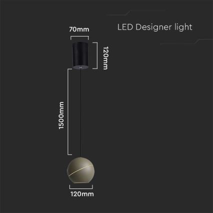 LED Luster na sajli LED/8,5W/230V 3000K siva