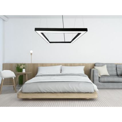 LED Luster na sajli LED/80W/230V 4000K 120x120 cm crna
