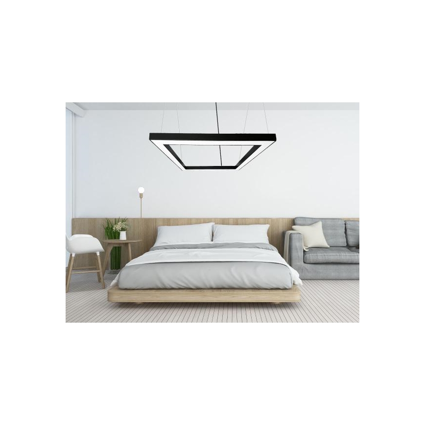 LED Luster na sajli LED/80W/230V 4000K 120x120 cm crna
