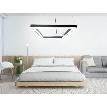 LED Luster na sajli LED/80W/230V 4000K 120x120 cm crna
