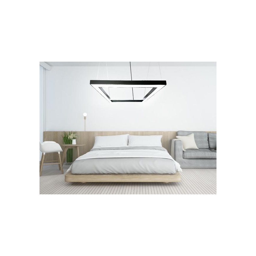LED Luster na sajli LED/80W/230V 4000K 120x120 cm crna