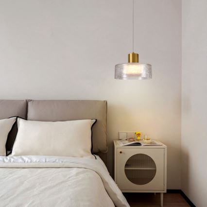 LED Luster na sajli LED/8W/230V 3000K zlatna/prozirna