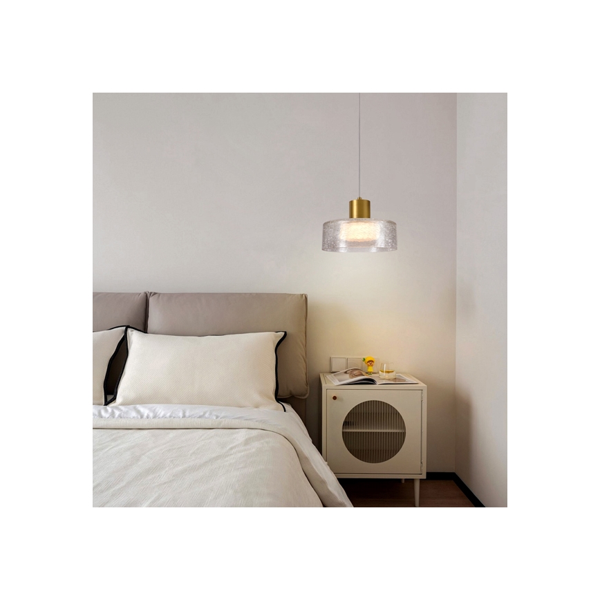 LED Luster na sajli LED/8W/230V 3000K zlatna/prozirna