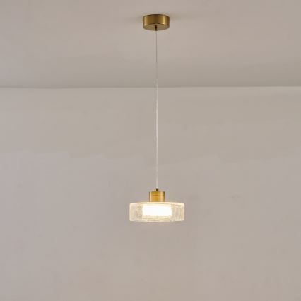 LED Luster na sajli LED/8W/230V 3000K zlatna/prozirna