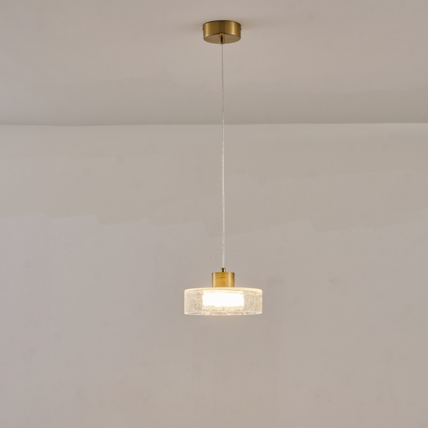 LED Luster na sajli LED/8W/230V 3000K zlatna/prozirna