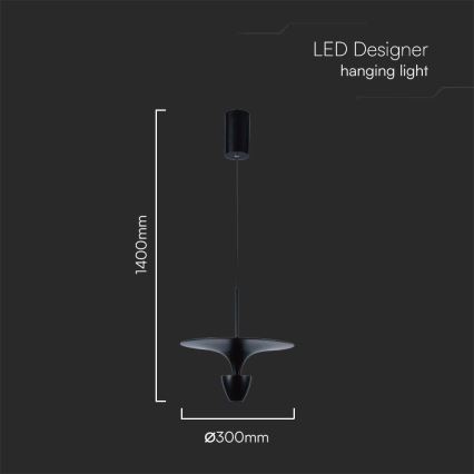 LED Luster na sajli LED/9W/230V 3000K crna