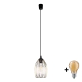LED luster na sajli LIZA 1xE27/15W/230V crna/zlatna