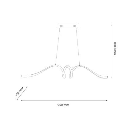 LED Luster na sajli LOOP LED/28W/230V crna
