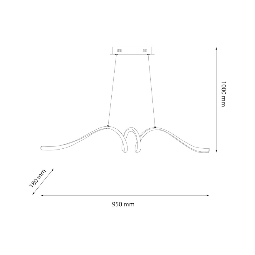 LED Luster na sajli LOOP LED/28W/230V crna