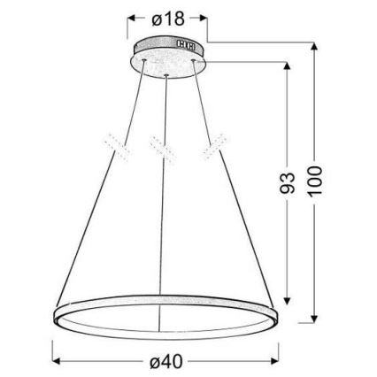 LED luster na sajli LUNE LED/25W/230V