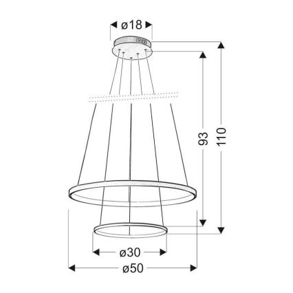 LED luster na sajli LUNE LED/40W/230V