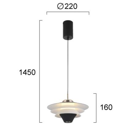 LED luster na sajli MANLEY LED/5W/230V crna/bijela