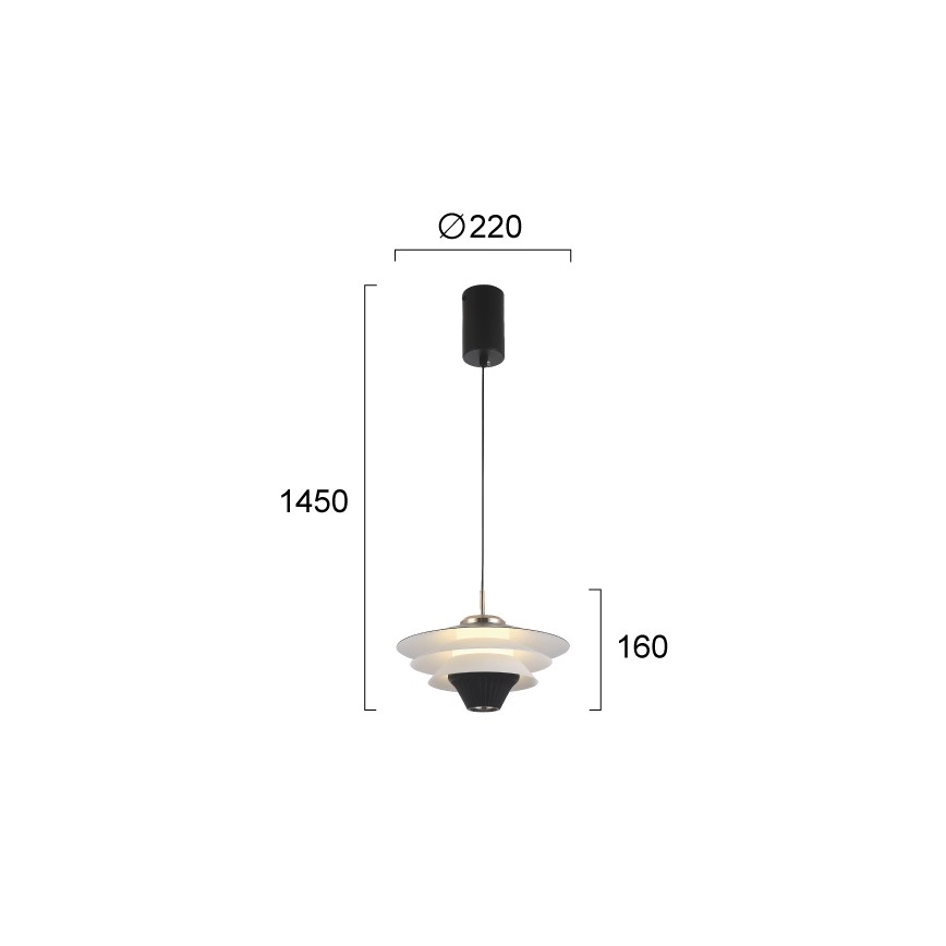 LED luster na sajli MANLEY LED/5W/230V crna/bijela