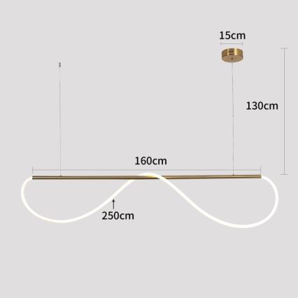 LED luster na sajli MELECA LED/36W/230V 3000/4000/6000K 160 cm zlatna