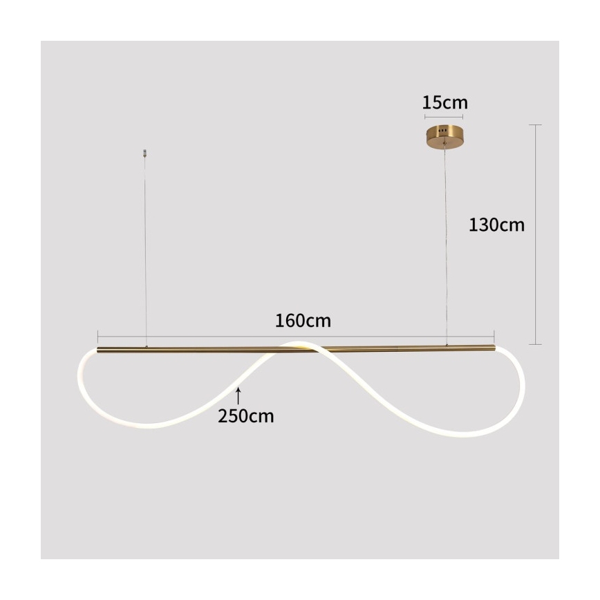 LED luster na sajli MELECA LED/36W/230V 3000/4000/6000K 160 cm zlatna