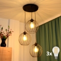 LED Luster na sajli MERCURE 3xE27/15W/230V ø 50 cm crna