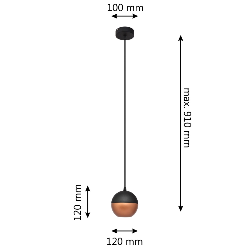 LED Luster na sajli MIDWAY 1xGU10/4,8W/230V crna/bakrena