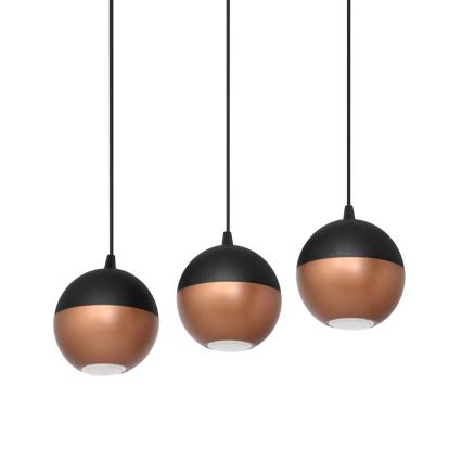 LED Luster na sajli MIDWAY 3xGU10/4,8W/230V crna/bakrena