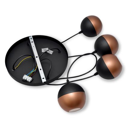 LED Luster na sajli MIDWAY 4xGU10/4,8W/230V crna/bakrena