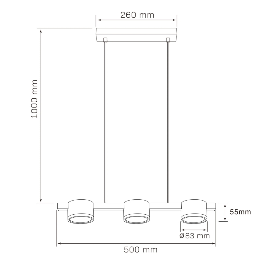 LED Luster na sajli MIRELLA 3xGX53/6W/230V crna