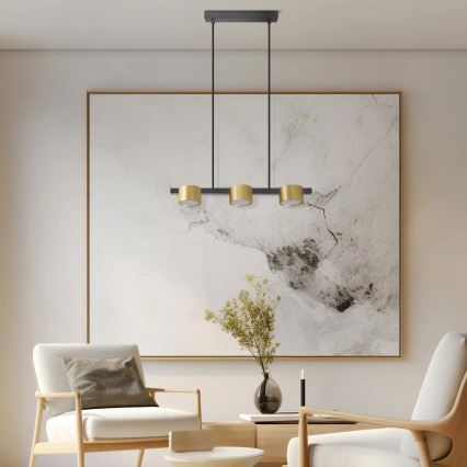 LED Luster na sajli MIRELLA 3xGX53/6W/230V zlatna/crna