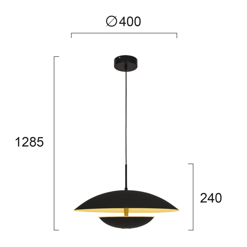 LED luster na sajli MONICA LED/16W/230V crna/zlatna