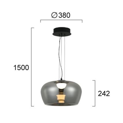 LED luster na sajli NADIA LED/20W/230V zadimljeno/crna