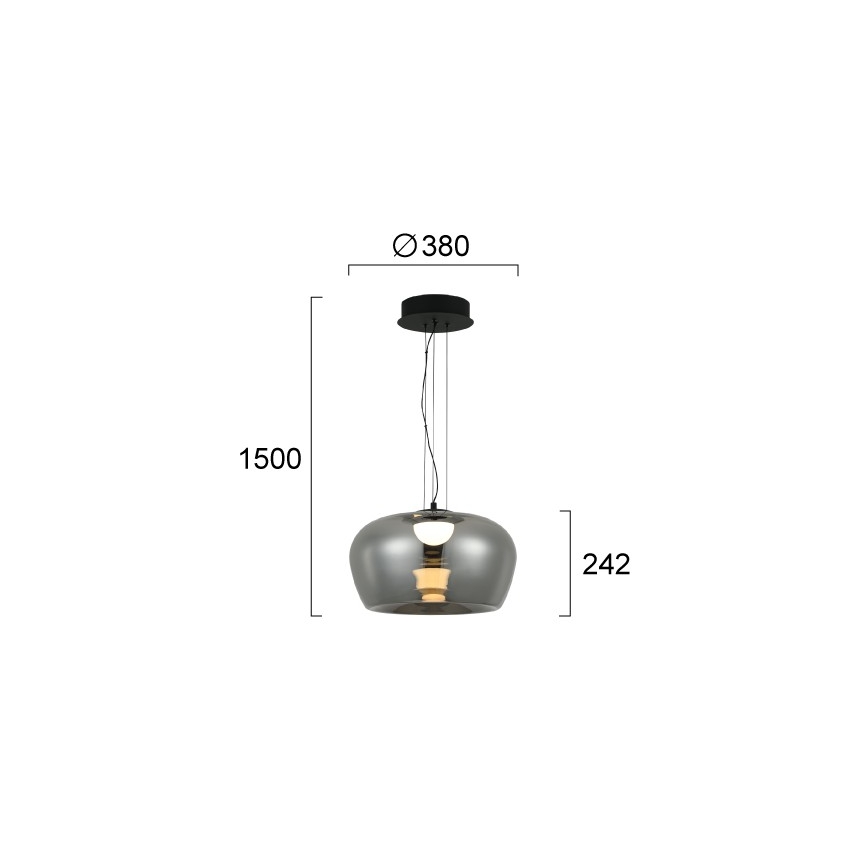 LED luster na sajli NADIA LED/20W/230V zadimljeno/crna