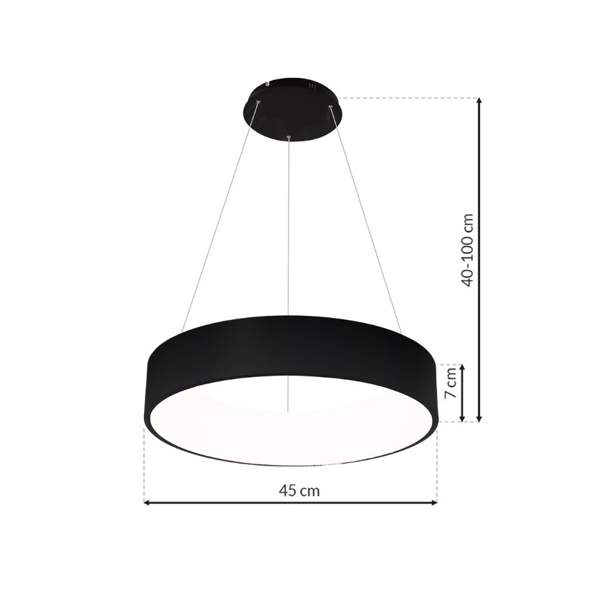 LED Luster na sajli OHIO BLACK LED/24W/230V