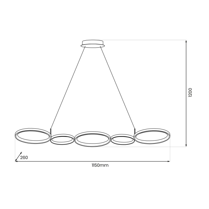 LED Luster na sajli OLYMPIA 5xLED/10W/230V siva