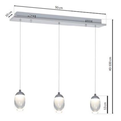 LED Luster na sajli OVO 3xLED/5W/230V