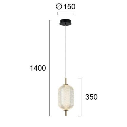 LED luster na sajli PELLUCID LED/11W/230V zlatna/prozirna