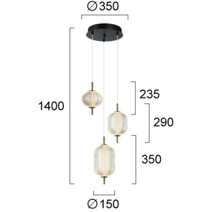 LED luster na sajli PELLUCID LED/20W/230V brončana/crna