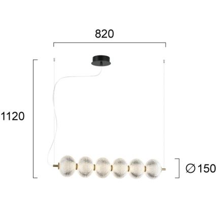 LED luster na sajli PELLUCID LED/23W/230V zlatna/prozirna
