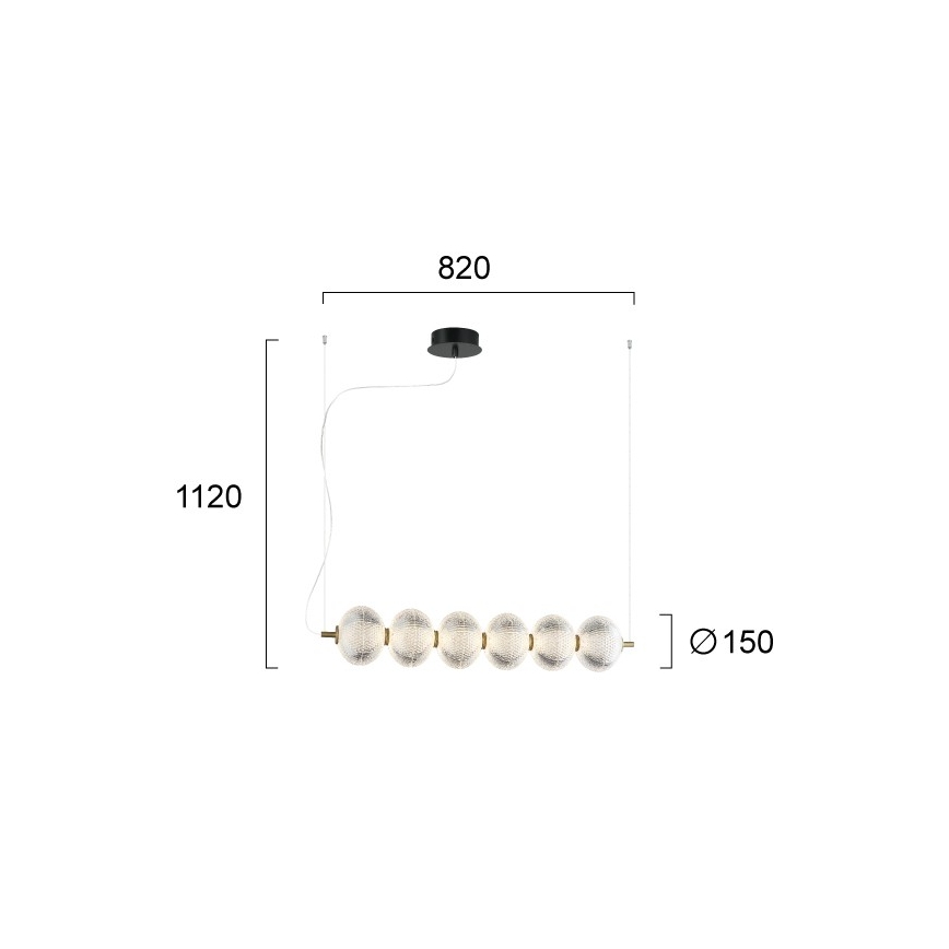 LED luster na sajli PELLUCID LED/23W/230V zlatna/prozirna