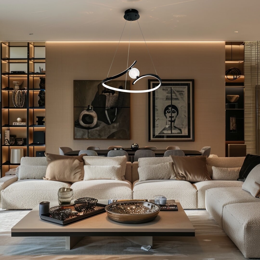 LED Luster na sajli PERLA LED/34W/230V crna