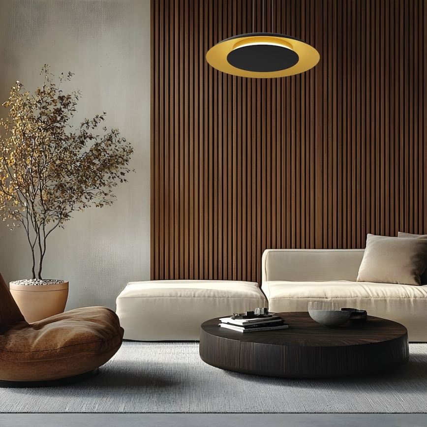 LED luster na sajli PIATTINO LED/30W/230V 2700/3200/4000K Ø 40 cm crna/zlatna